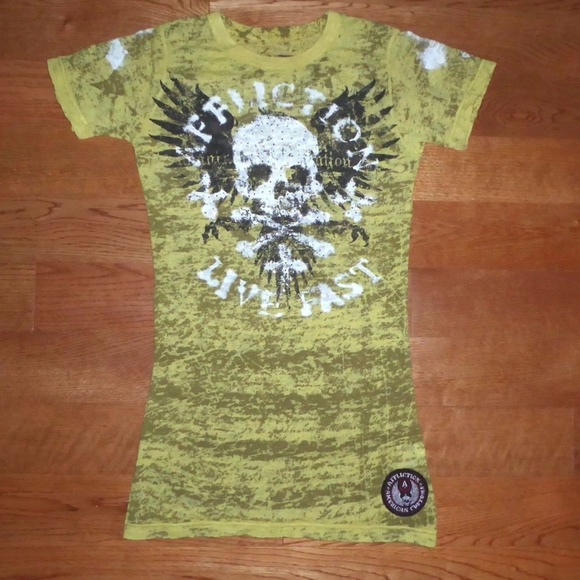 Affliction Tops - NEW Affliction Burnout Bling Embellished Tee Shirt